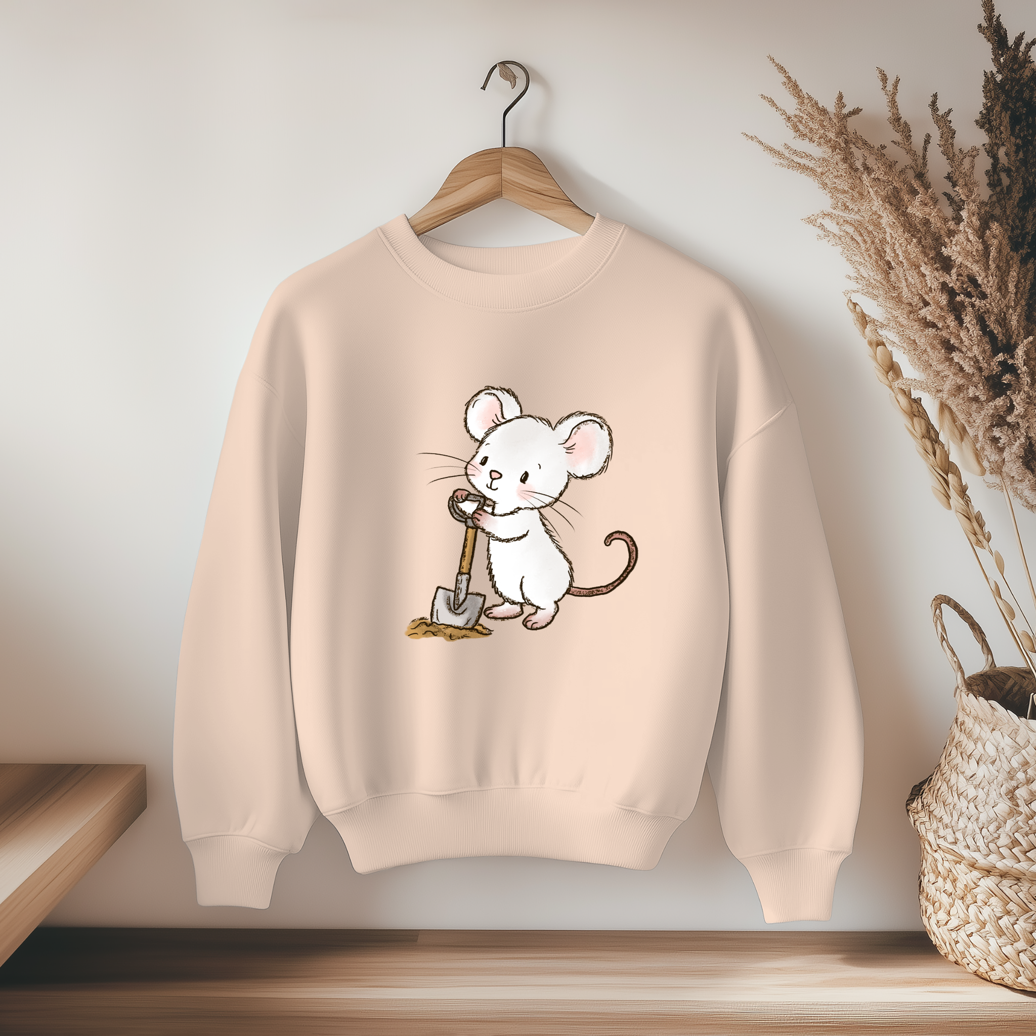 Vorbestellung Bügelbild - Maus mit Schaufel