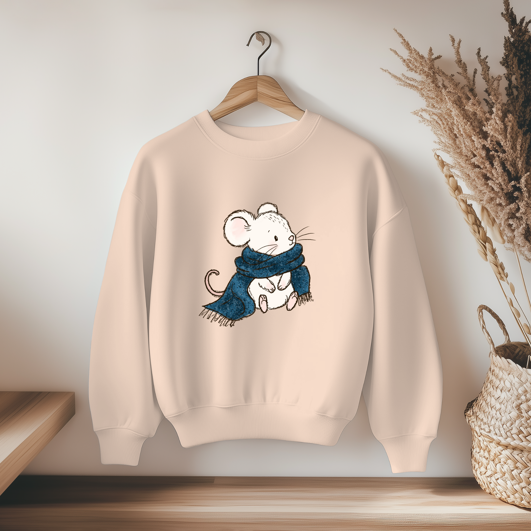 Vorbestellung Bügelbild - Maus mit Schal