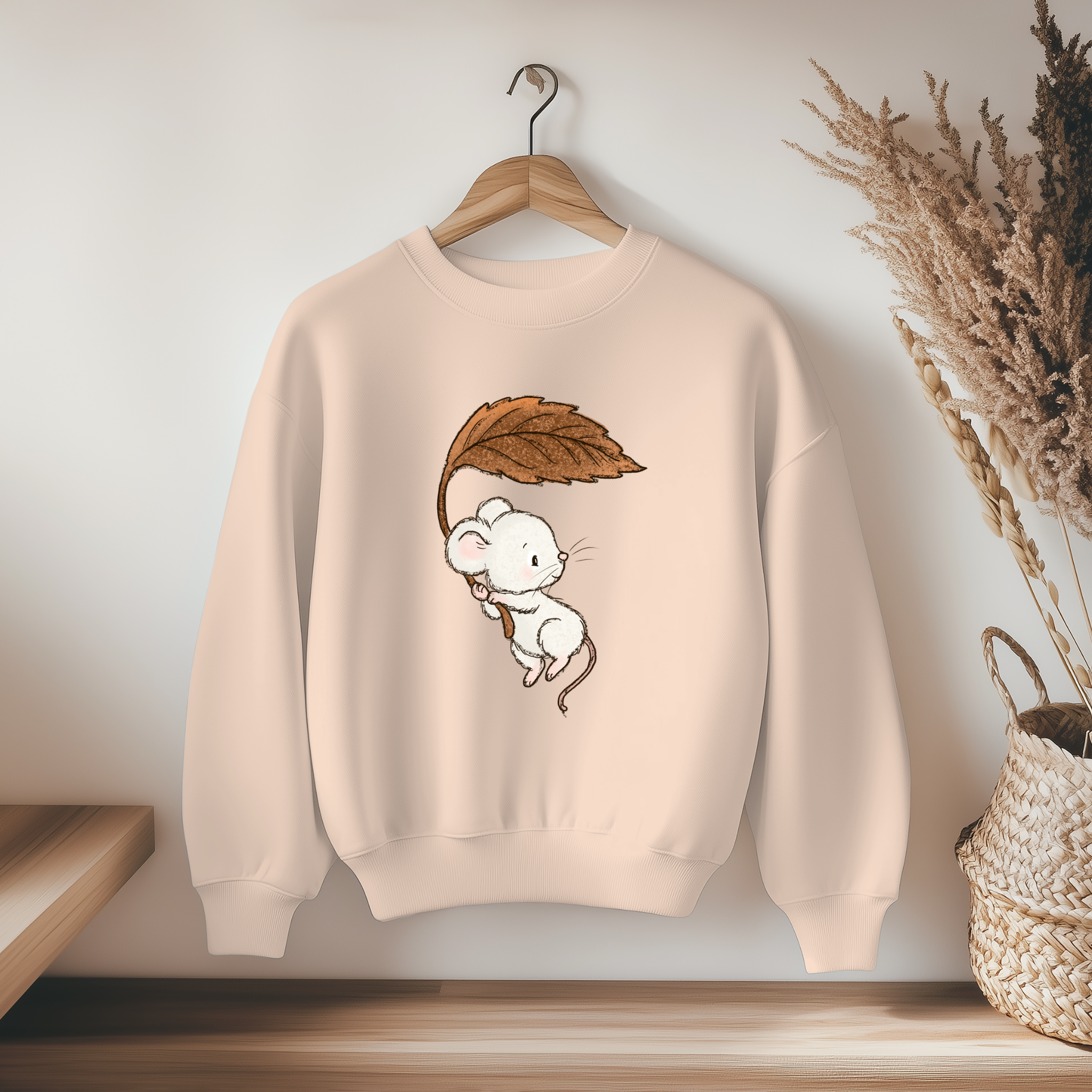 Vorbestellung Bügelbild - Maus mit Blatt