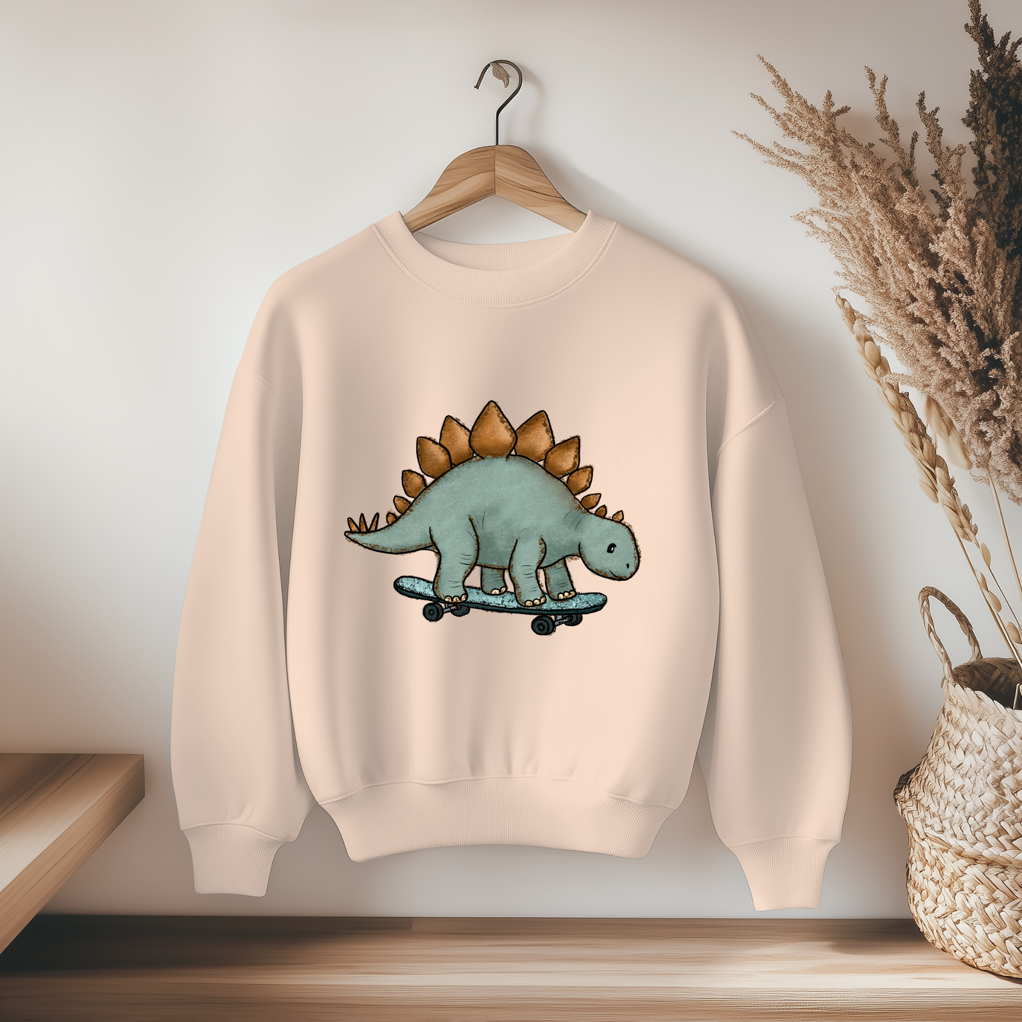 Vorbestellung Bügelbild - Skateboard Dino