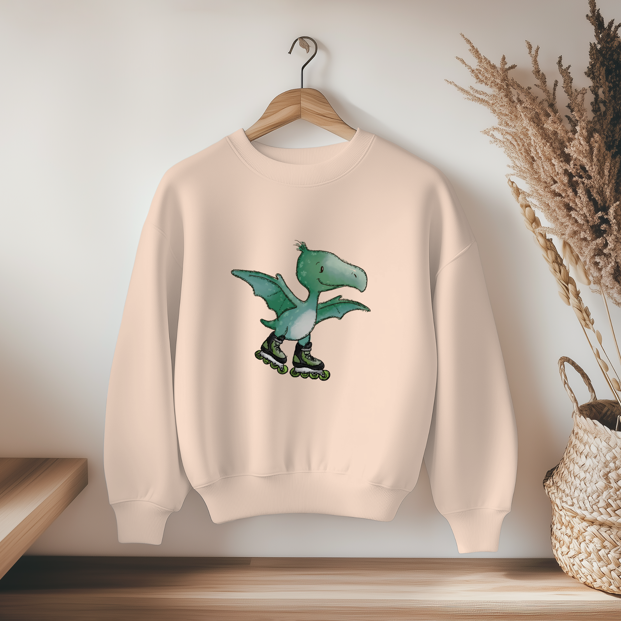 Vorbestellung Bügelbild - Inlineskate Dino